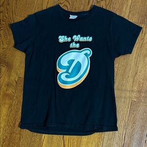 Vintage-Style Graphic Tee – “She Wants the D” Miami Colors